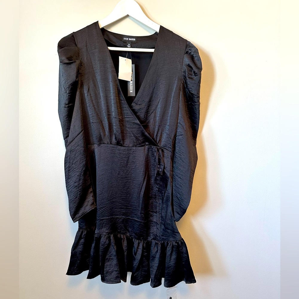 BNWT Steve Madden Black satin dress - small